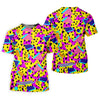 Maxcorners Retro 80s Neon Geometric Shapes Yellow Golf Shirt, Ladies Golf Tops, Golf Polo For Women, Women’s Golf Apparel LM1507