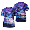 Maxcorners Moonlit Tropical Beach Palm Tree Golf Shirt, Women's Golf Shirt, Hawaiian Golf Shirt, Golf Polo For Women LM1507