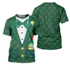 Maxcorners St Patrick's Day Green Shamrock Suit Whiskey Golf Print Golf Shirt, Women's Golf Tops, Ladies Golf Polos