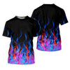Maxcorners Black Blue Flame Fire Pattern Golf Shirt, Ladies Golf Shirts, Women’s Golf Apparel, Printed Golf Shirt LM1507