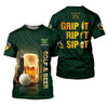 Maxcorners Grip It Rip It Sip It Golf And Beer St Patrick's Day Green Women's Golf Tops Ladies Golf Polos