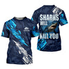 Maxcorners Sharks Will Kill You Performance Fishing Shirts, SPF Shirt For Men, Presents For Fishermen