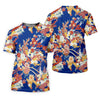 Maxcorners Royal Blue Japanese Floral Pattern Golf Shirt, Women’s Golf Polo, Ladies Golf Tops LM1507