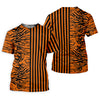 Maxcorners Orange Tiger Stripe Split Pattern Golf Shirt, Women's Golf Tops, Ladies Golf Shirts, Printed Golf Shirt LM1507