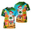 Maxcorners Surfboard Santa Tropical Christmas Golf Shirt, Women's Golf Tops, Hawaiian Golf Shirt LM1507