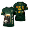 Maxcorners Grip It Rip It Sip It Golf And Beer St Patrick's Day Green Women's Golf Tops, Ladies Golf Polos