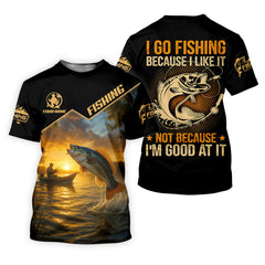 Maxcorners I Go Fishing Because I Like It SPF Shirt, Fisherman Outfit, Mens Casual Shirts