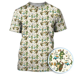 Maxcorners Funny Frog Golf And Beer Shirt For Men, Christmas Golf Pattern Polos, Golf Gift For Golfers