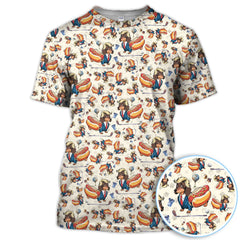 Maxcorners Funny Dachshund Golf Shirt For Men, Wiener Dog Pattern Golf Shirt, Crazy Golf Shirt For Golfer