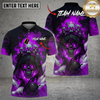 Maxcorners Bowling Grim Reaper Skull Stacked Skulls Crown Flaming Red Smoke Multi Options Personalized Name, Team Name Unisex 3D Shirt (4 Colors)