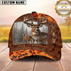 Maxcorners Hunting Whitetail Orange Camo Personalized Name Unisex 3D Cap