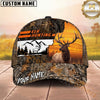 Maxcorners Deer Hunting Buck Sunset Woodland Camo Personalized Name Unisex 3D Cap