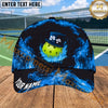 Maxcorners Pickleball Cap Purple Flame Lucky Shamrock Design Personalized Name 3D Cap
