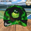 Maxcorners Pickleball Cap Purple Flame Lucky Shamrock Design Personalized Name 3D Cap