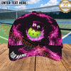 Maxcorners Pickleball Cap Purple Flame Lucky Shamrock Design Personalized Name 3D Cap