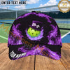Maxcorners Pickleball Cap Purple Flame Lucky Shamrock Design Personalized Name 3D Cap