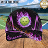 Maxcorners Pickleball Cap Flaming Ball Black Orange Design Multi Options Personalized Name 3D Cap