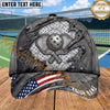 Maxcorners Pickleball Cap Metallic Paddles Ripped Flag Design Multi Options Personalized Name 3D Cap