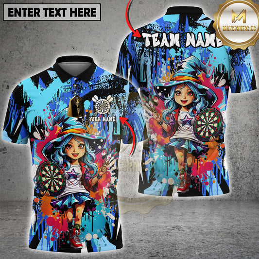 Maxcorners Dartboard Sugar Skull Girl Graffiti Multi Options Personalized Name, Team Name Unisex 3D Shirt (4 Colors)