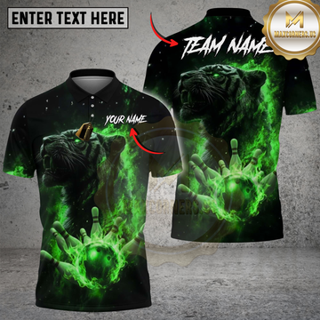 Maxcorners Bowling Neon Tiger Strike Multicolor Options Personalized Name, Team Name 3D Shirt (4 Colors)