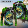 Maxcorners Fishing Neon Green Flame Thunder Multicolor Options Personalized Name, Team Name 3D (12 Fish Species)