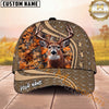 Maxcorners Deer Hunting Cap Whitetail Buck Autumn Leaves Pattern Design Multi Options Personalized Name 3D Cap