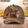 Maxcorners Deer Hunting Cap Whitetail Buck Autumn Leaves Pattern Design Multi Options Personalized Name 3D Cap
