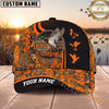 Maxcorners Hunting Cap Whitetail Buck Orange Camo Emblem Design Multi Options Personalized Name 3D Cap