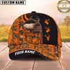 Maxcorners Hunting Cap Whitetail Buck Orange Camo Emblem Design Multi Options Personalized Name 3D Cap