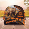 Maxcorners Hunting Cap Whitetail Buck Autumn Forest Black Orange Design Multi Options Personalized Name 3D Cap