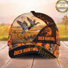 Maxcorners Hunting Cap Whitetail Buck Autumn Forest Black Orange Design Multi Options Personalized Name 3D Cap