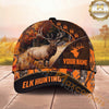 Maxcorners Hunting Cap Whitetail Buck Autumn Forest Black Orange Design Multi Options Personalized Name 3D Cap