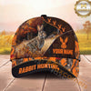 Maxcorners Hunting Cap Whitetail Buck Autumn Forest Black Orange Design Multi Options Personalized Name 3D Cap