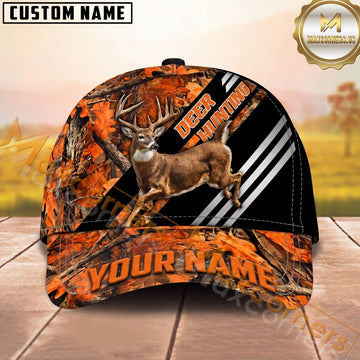 Maxcorners Hunting Running Wildlife Orange Camo Multi Options Personalized Name 3D Cap