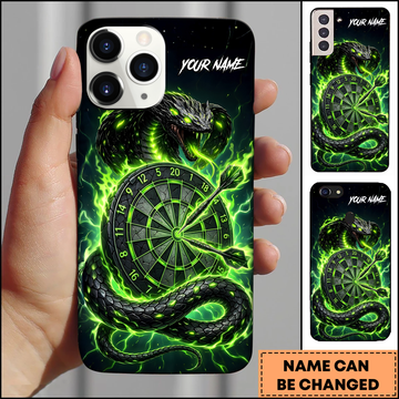 Maxcorners Snake Dartboard Neon Green Viper Multicolor Options Personalized Name Phone Case