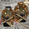 Maxcorners Hunting Hoodie Autumn Leaves Camouflage Design Personalized Name Unisex 3D Hoodie