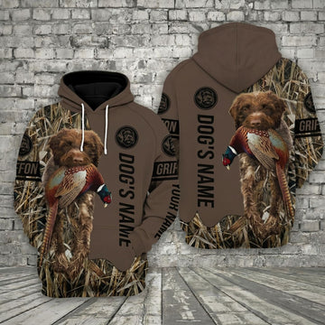 Maxcorners Griffon Hunting Dog Hoodie Wildlife Hunting Marsh Camo Design Personalized Name Unisex 3D Hoodie