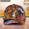 Maxcorners Hunting Cap American Flag Orange Woodland Camo Design Multi Options Personalized Name 3D Cap
