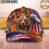 Maxcorners Hunting Cap American Flag Orange Woodland Camo Design Multi Options Personalized Name 3D Cap