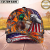 Maxcorners Hunting Cap American Flag Orange Woodland Camo Design Multi Options Personalized Name 3D Cap