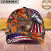 Maxcorners Hunting Cap American Flag Orange Woodland Camo Design Multi Options Personalized Name 3D Cap