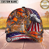 Maxcorners Hunting Cap American Flag Orange Woodland Camo Design Multi Options Personalized Name 3D Cap