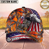 Maxcorners Hunting Cap American Flag Orange Woodland Camo Design Multi Options Personalized Name 3D Cap
