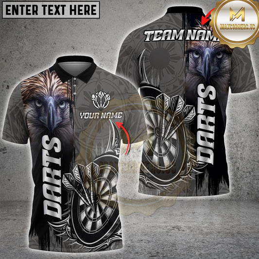 Maxcorners Dartboard Cool Eagle Warrior Monochrome Grey Black Team Wear Multi Options Personalized Name, Team Name Unisex 3D Shirt