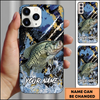 Maxcorners Fishing Modern Abstract Graphic Multicolor Options Personalized Name Phone Case (12 Fish Species)