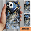 Maxcorners Fishing Modern Abstract Graphic Multicolor Options Personalized Name Phone Case (12 Fish Species)