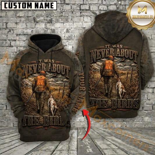 Maxcorners Bird Hunting Hunter Dog Vintage Camo Personalized Name Unisex 3D Hoodie