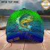 Maxcorners Water Splash Scale Pattern Fishing Cap Personalized Name 3D Cap