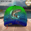Maxcorners Water Splash Scale Pattern Fishing Cap Personalized Name 3D Cap