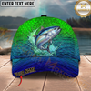Maxcorners Water Splash Scale Pattern Fishing Cap Personalized Name 3D Cap